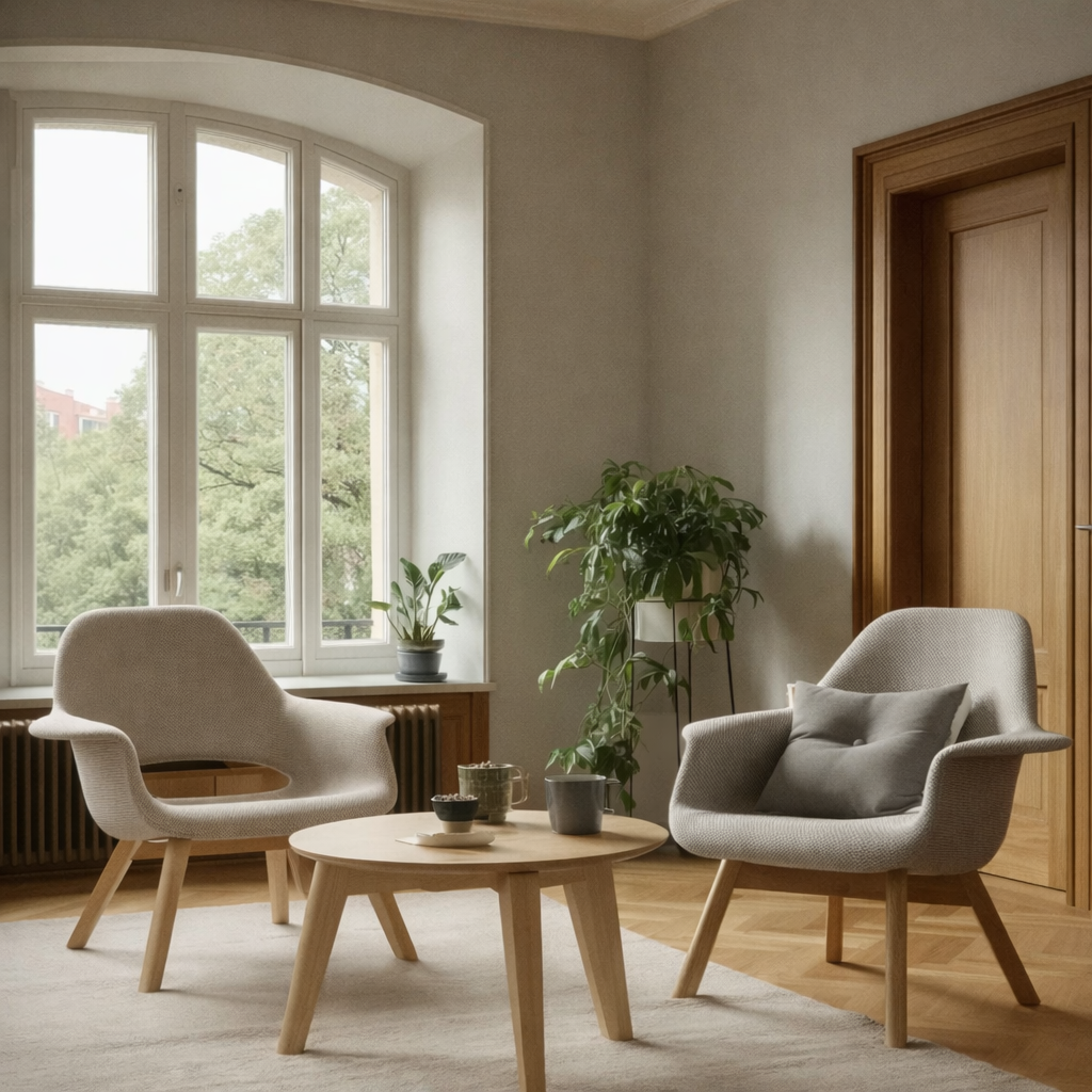 Moderner Polsterstuhl mit Armlehnen