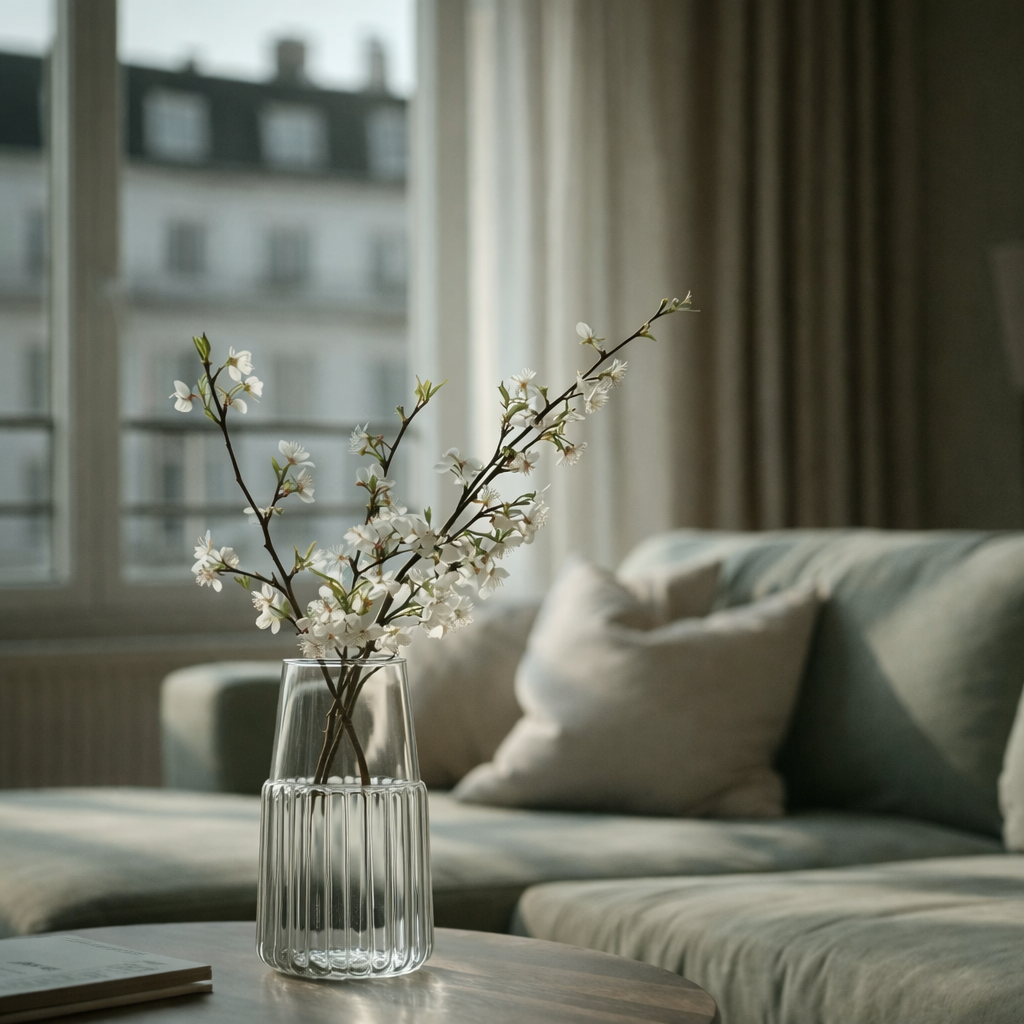 Geriffelte Glasvase aus klarem Glas